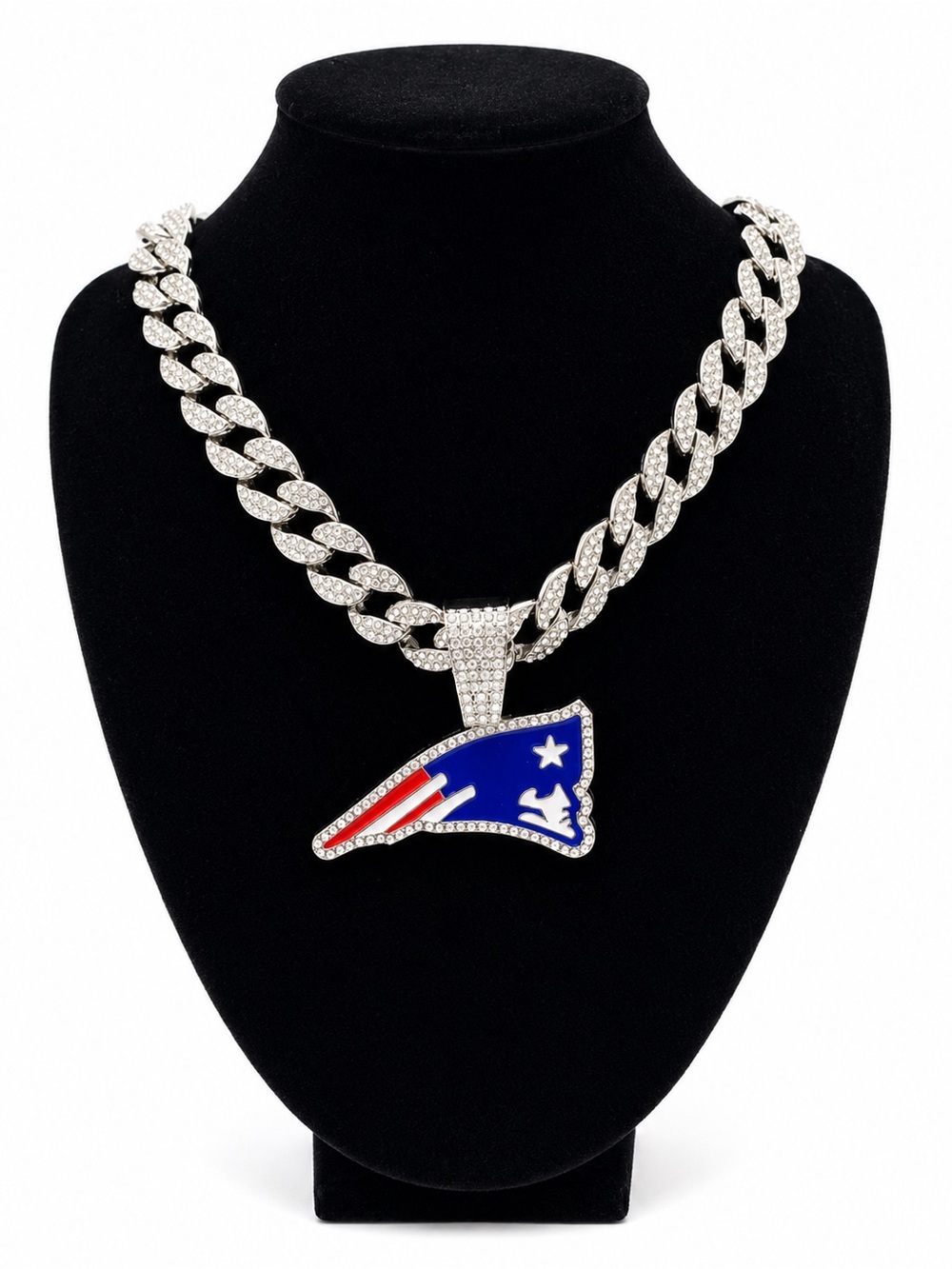 Iced Out New England Patriots Pendant Necklace